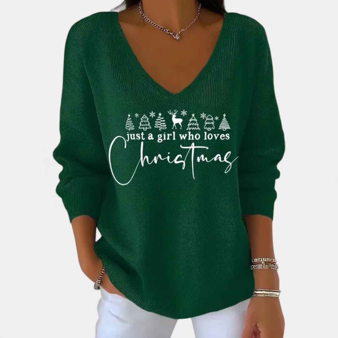 Tjaša – Mehak božični pulover z visokim ovratnikom