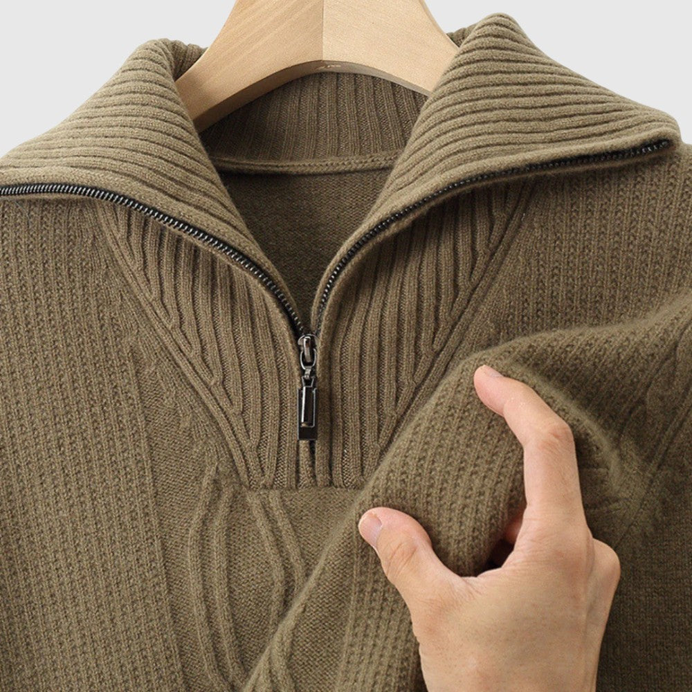 Libuše - Pulover s zipom Taranto iz merino volne