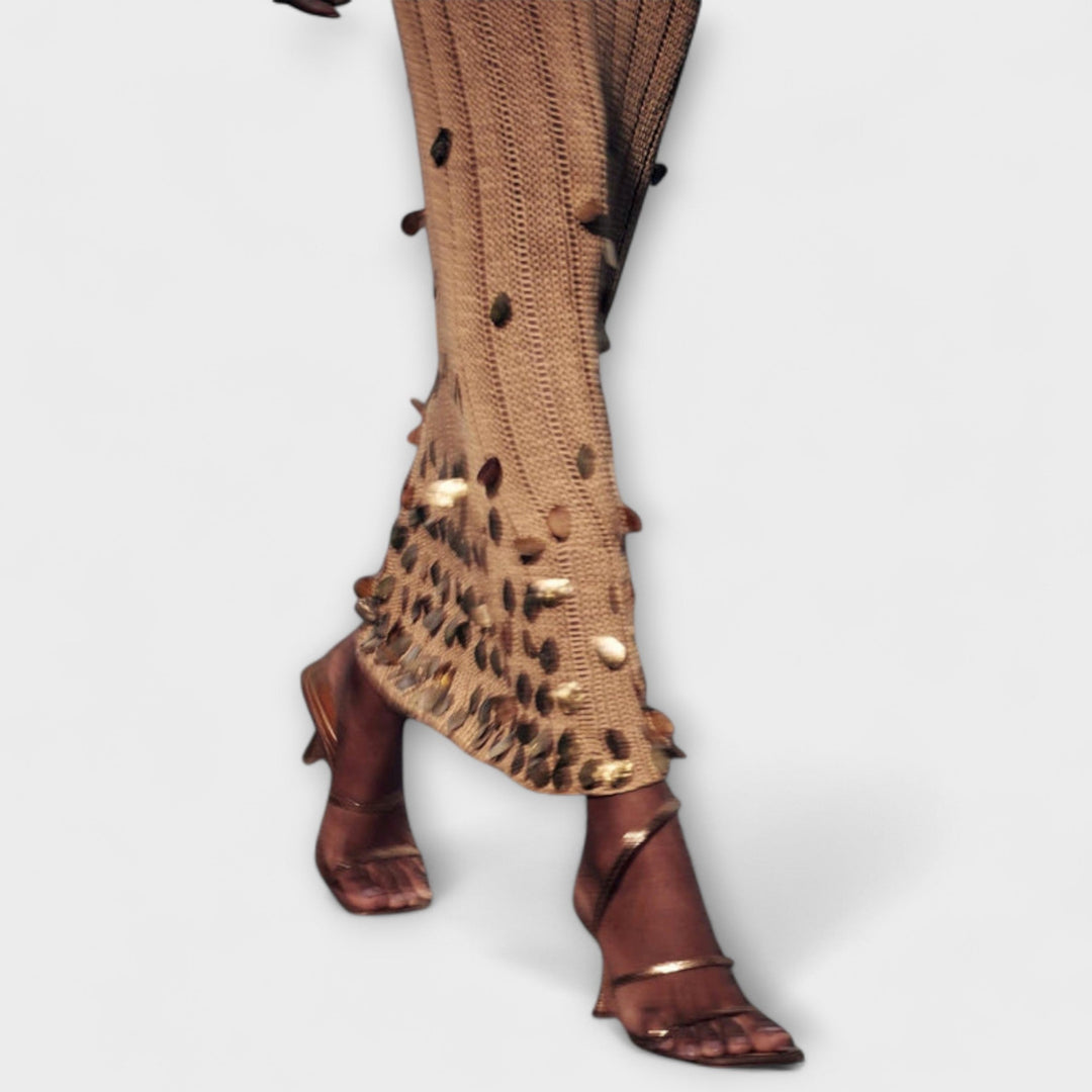 Kathleen - Zlate pletene maxi obleke od Dolly