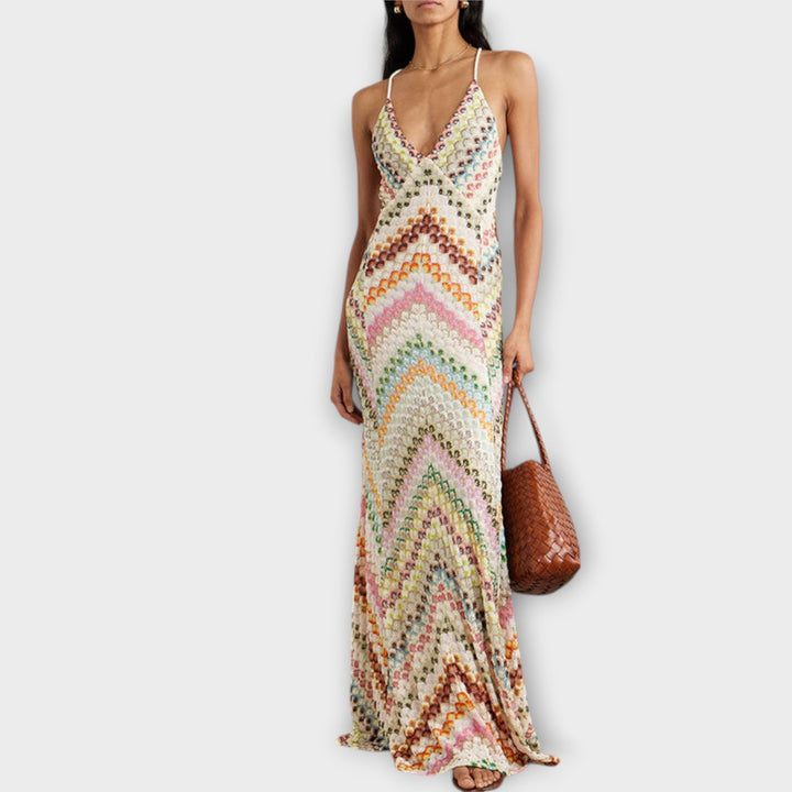 Remi - Maxi obleka z barvitim herringbone vzorom od Missoni