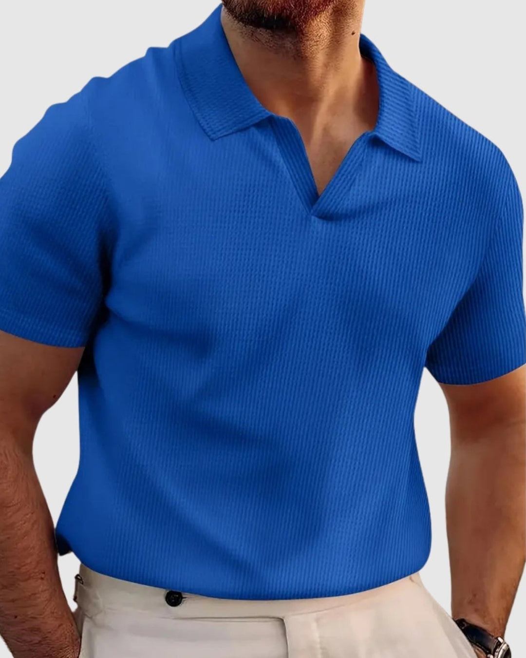 Libuše– Rebrasto majico s V-izrezom