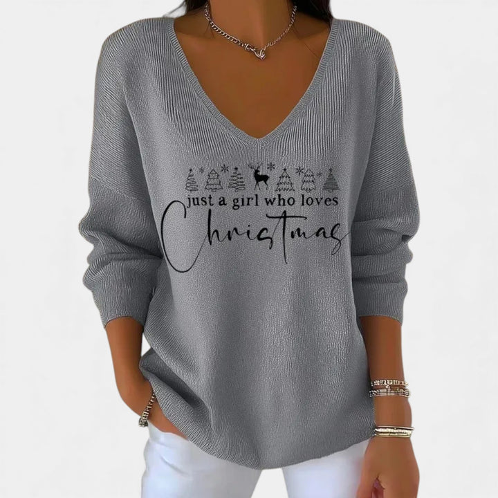 Tjaša – Mehak božični pulover z visokim ovratnikom