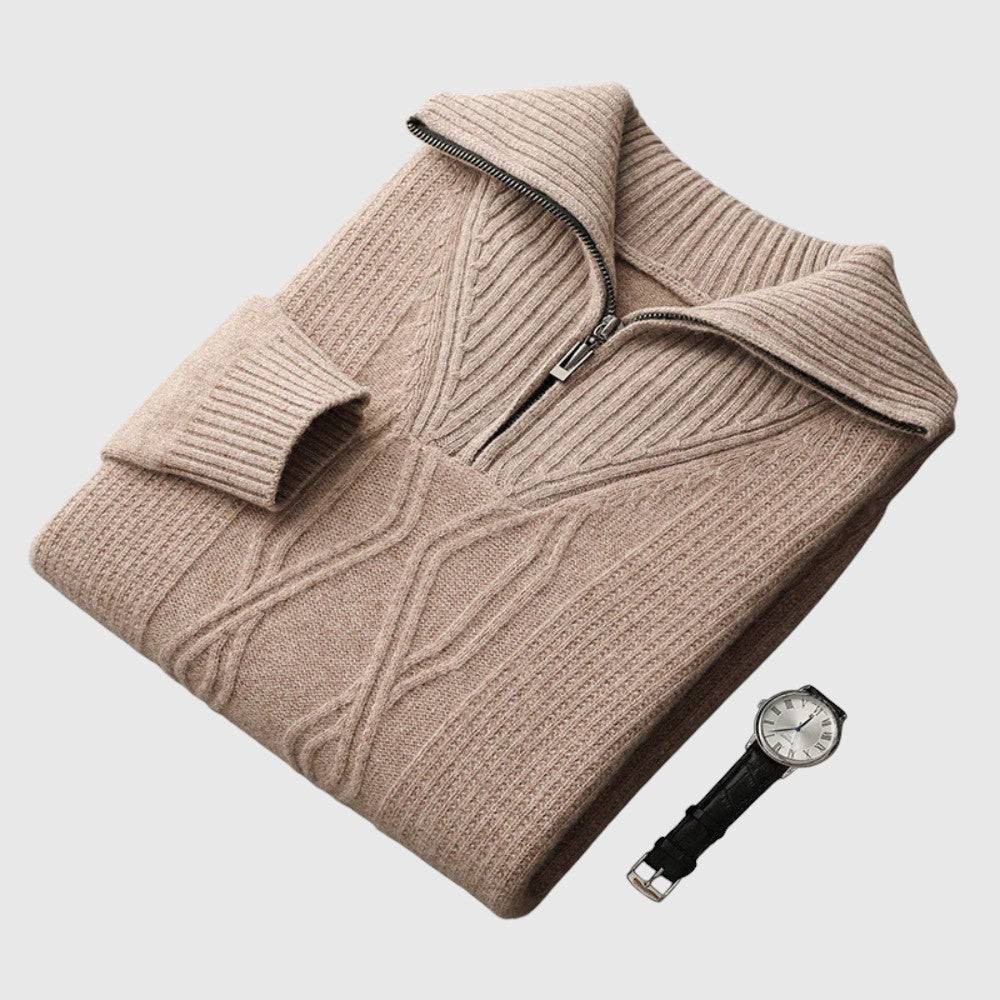 Libuše - Pulover s zipom Taranto iz merino volne