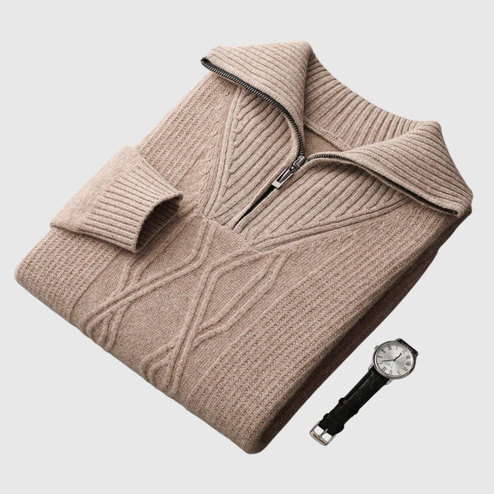 Libuše - Pulover s zipom Taranto iz merino volne