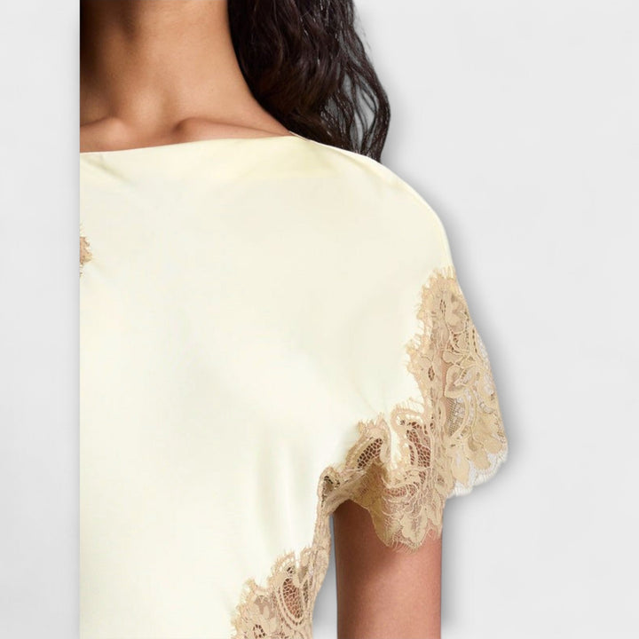 Margaret - Maxi obleka s satenskimi in čipkastimi detajli