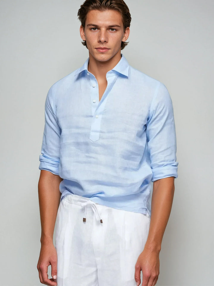 Linen Pop-over Srajca - Svetlo Modra