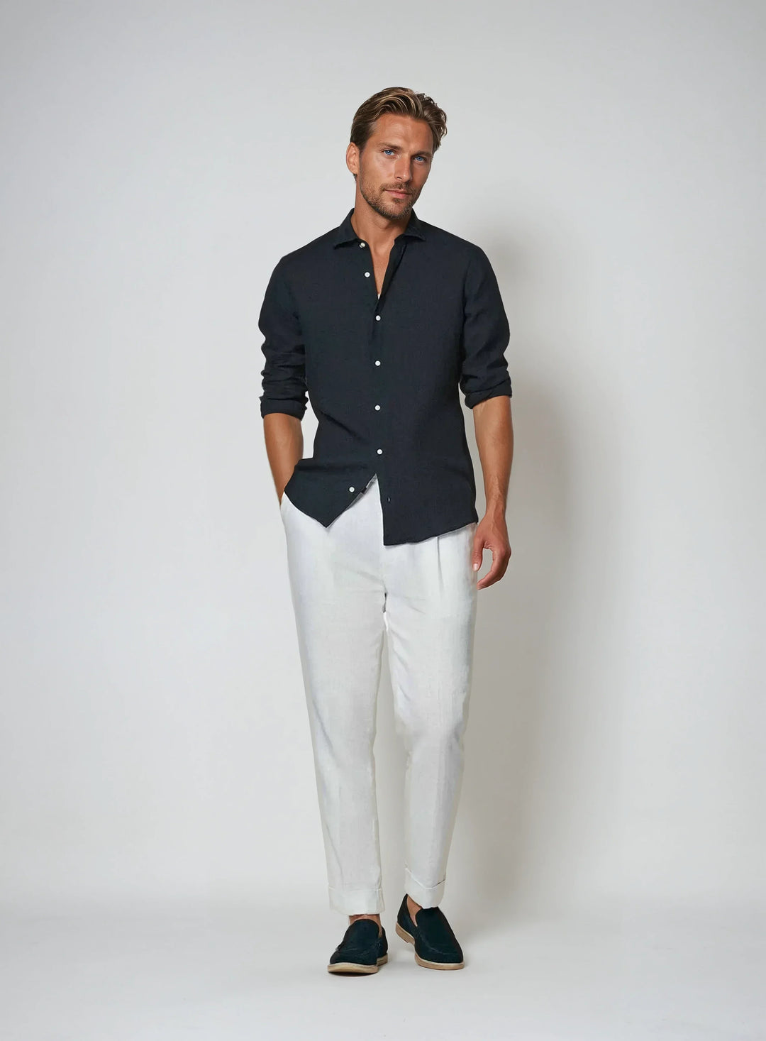 Esencialna Lanena Srajca - Pomorsko Modra