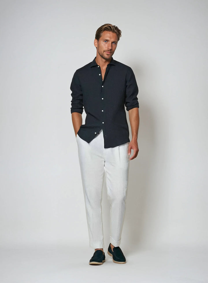 Esencialna Lanena Srajca - Pomorsko Modra