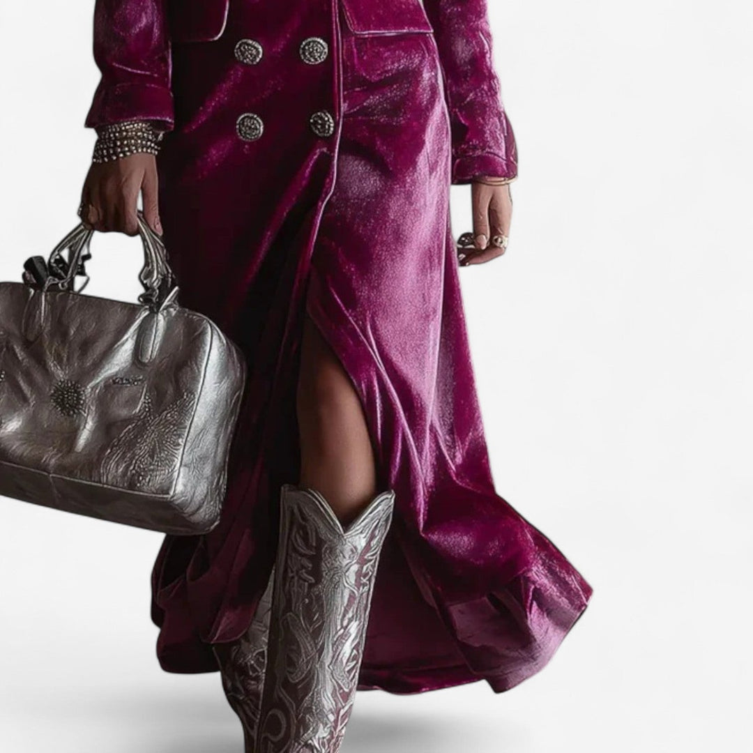 Virginie™ Zavitna Obleka iz Velurja