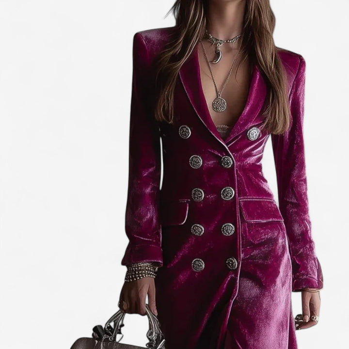 Virginie™ Zavitna Obleka iz Velurja