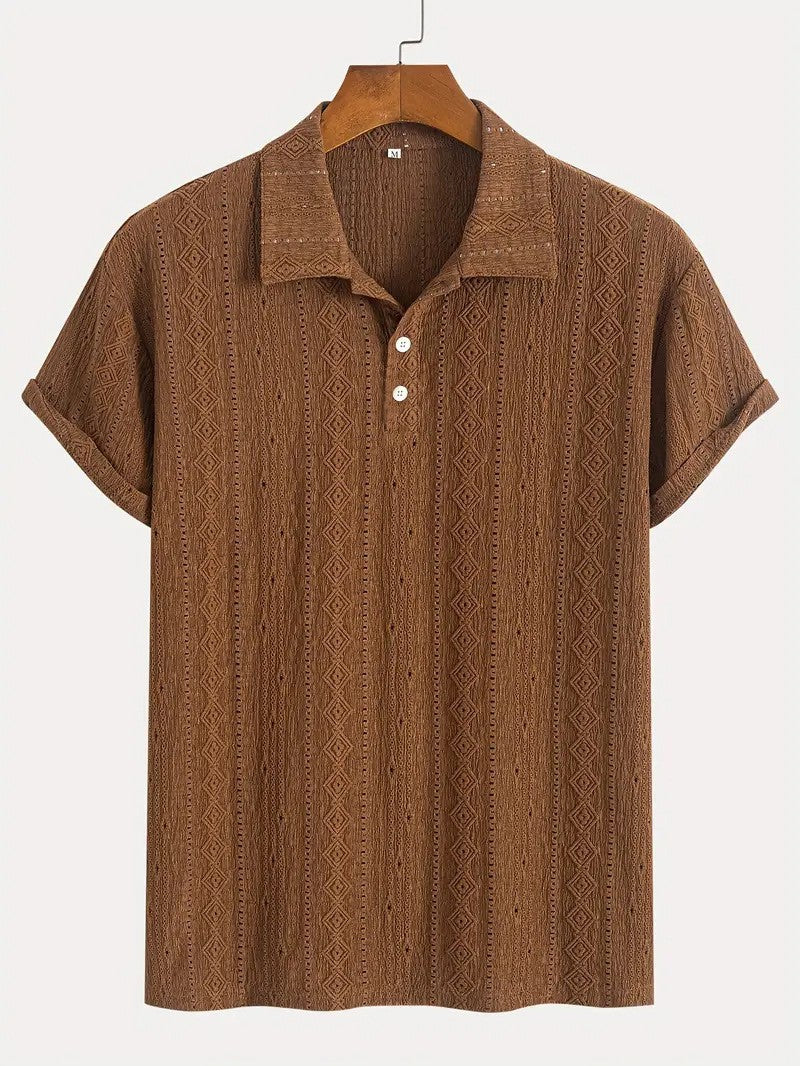 Libuše – Nežna pletena polo majica z teksturiranim dizajnom