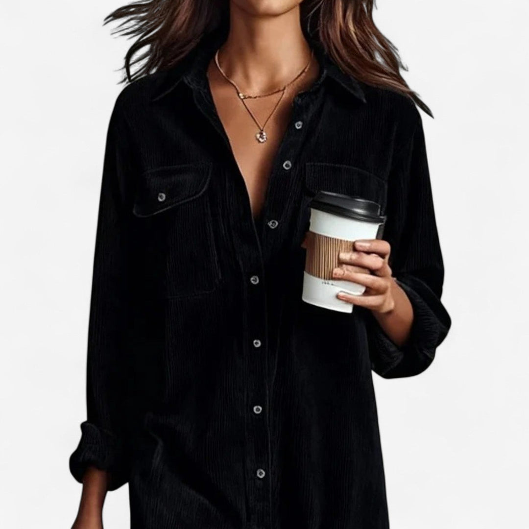 Anastacia™ Midi Ample iz žameta s rebrastim vzorcem