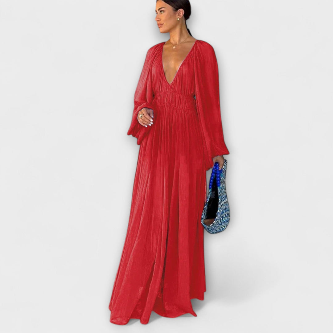 Elegantne plisirane obleke z dolgimi rokavi