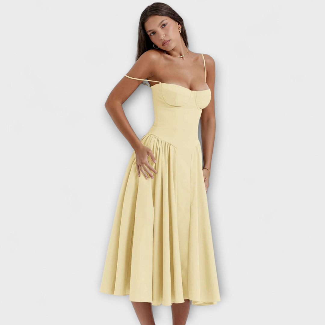 Rosalie - Elegantna brezrokavna korzetna obleka