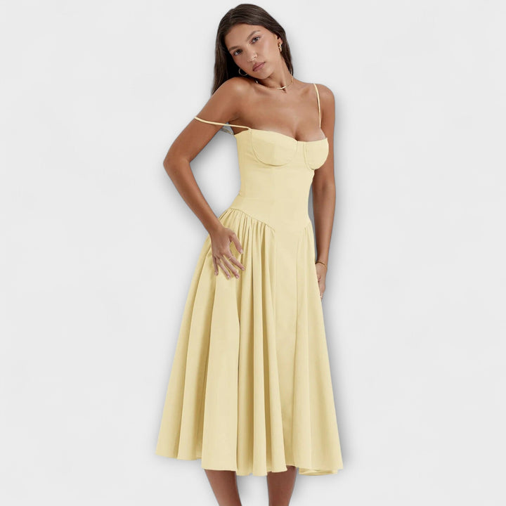 Rosalie - Elegantna brezrokavna korzetna obleka