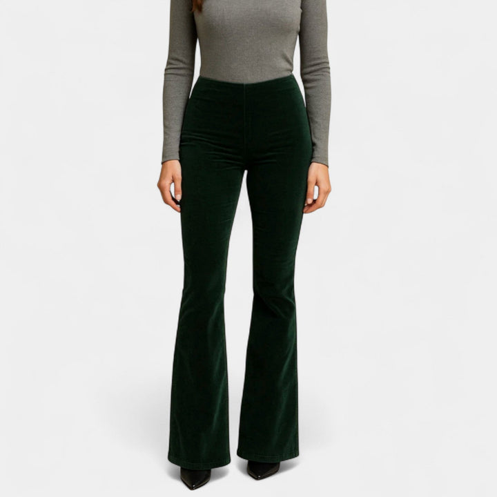 Renata – Žametne hlače s širokimi hlačnicami