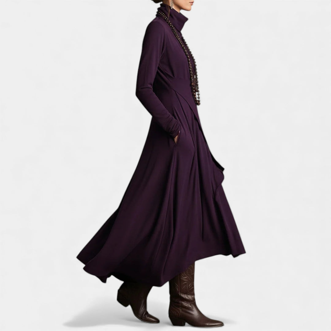 Julija – Asimetrična maxi obleka z drapiranimi detajli