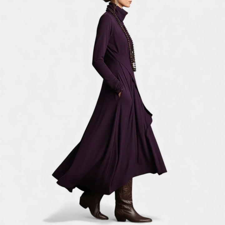 Julija – Asimetrična maxi obleka z drapiranimi detajli