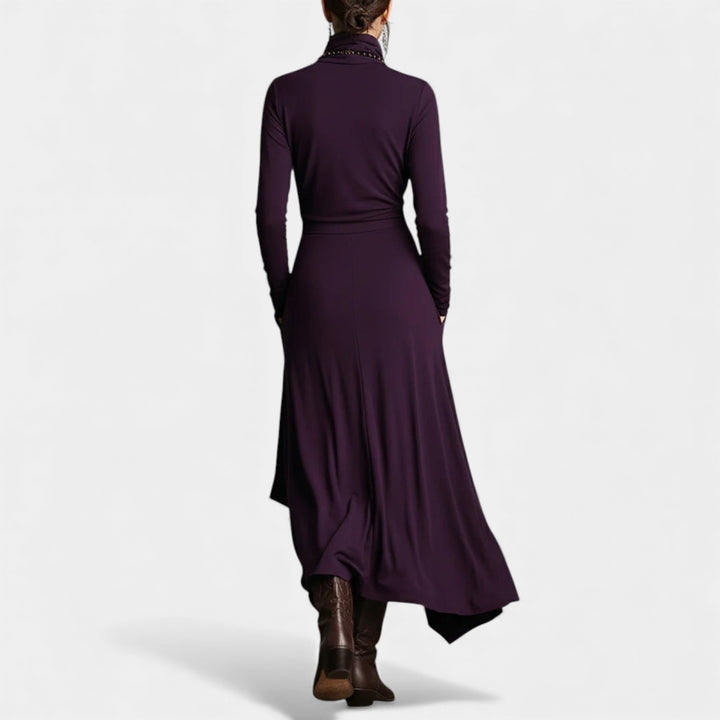 Julija – Asimetrična maxi obleka z drapiranimi detajli