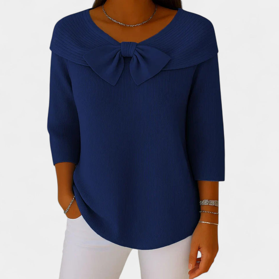 Alenka – Ženski pulover z romantično pentljo