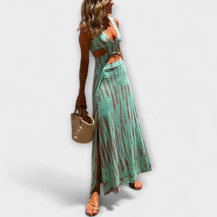 Ella - Eleanor Tie-Dye Izrezane Obleke z Razporki