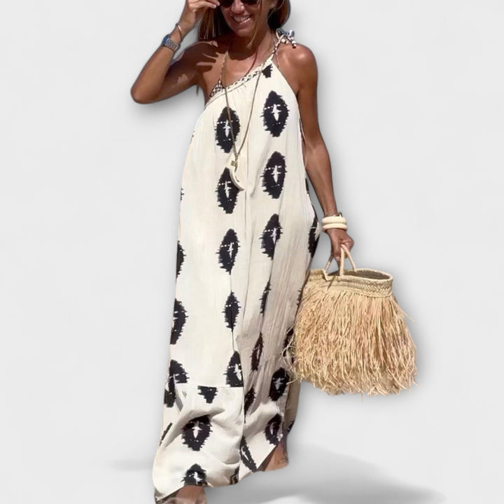 Isla - Maxi obleka z enim naramnicom in sončnimi žarki