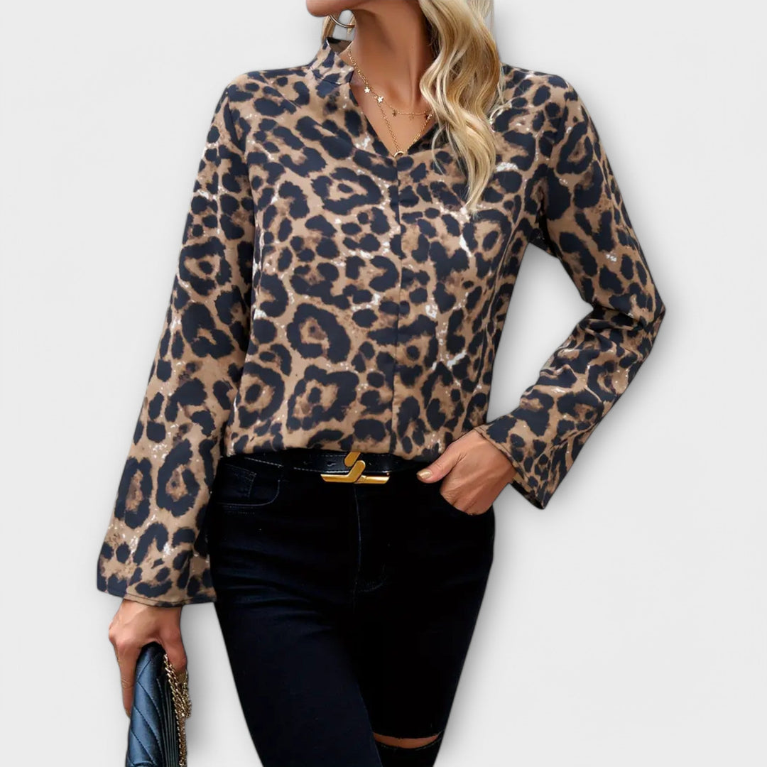 Sproščena bluza z leopardjim vzorcem