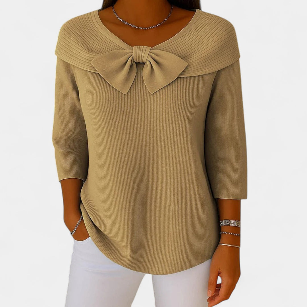 Alenka – Ženski pulover z romantično pentljo