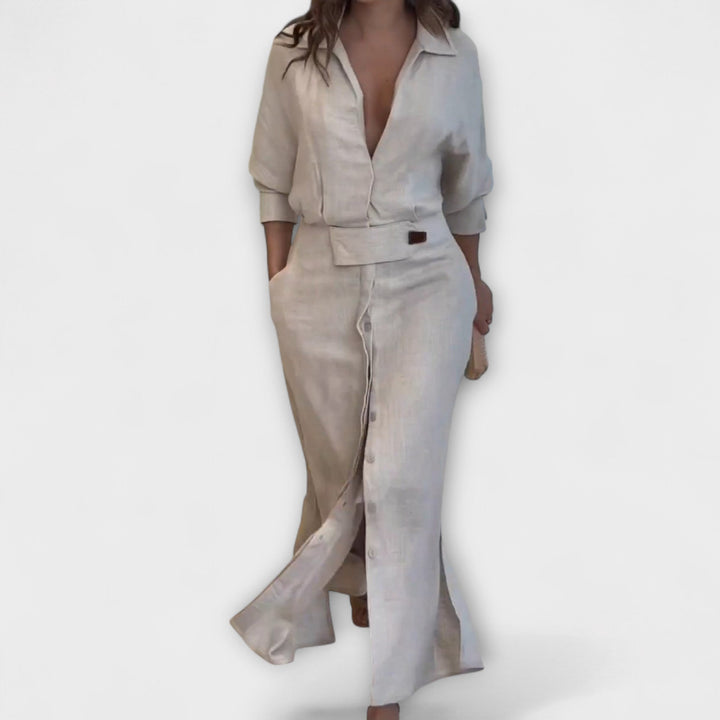 Jeanette - Maxi obleka z V izrezom