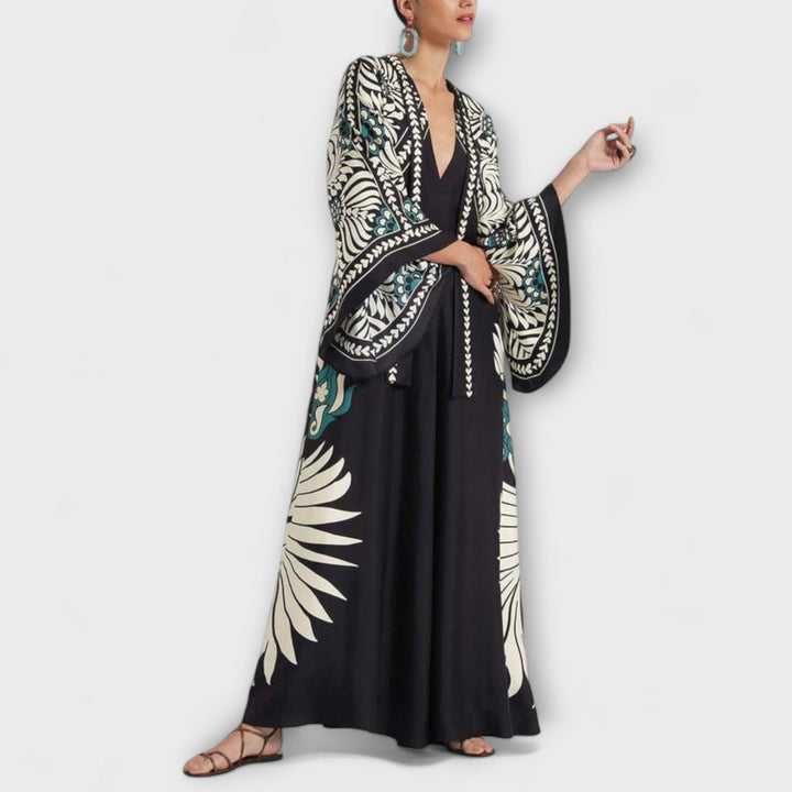 Giselle - Stilske Maxi Obleke s Cvetličnim Tiskom