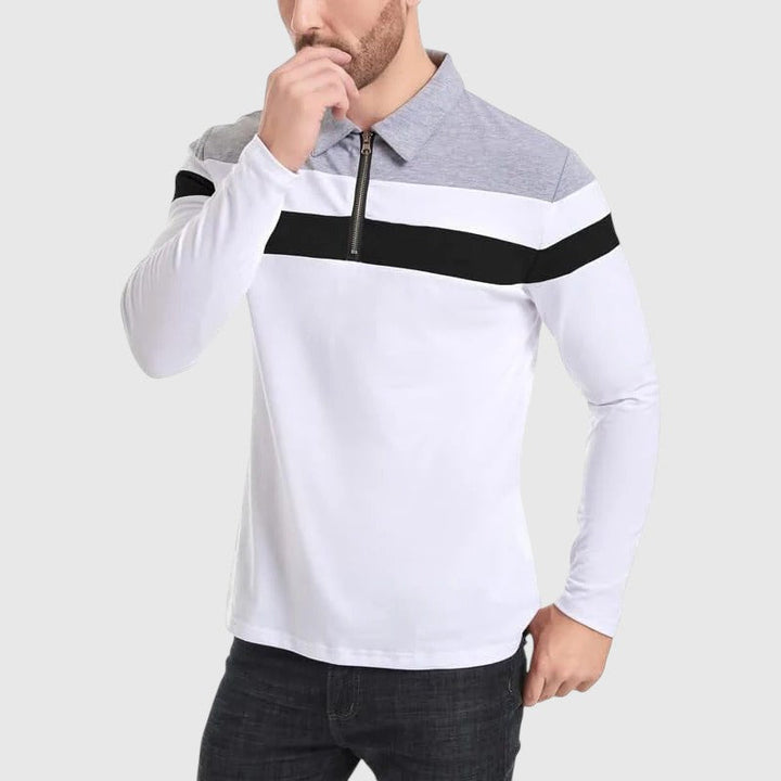 Libuše - Eleganten pulover z zadrgo in črtami