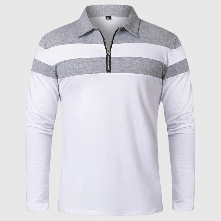 Libuše - Eleganten pulover z zadrgo in črtami